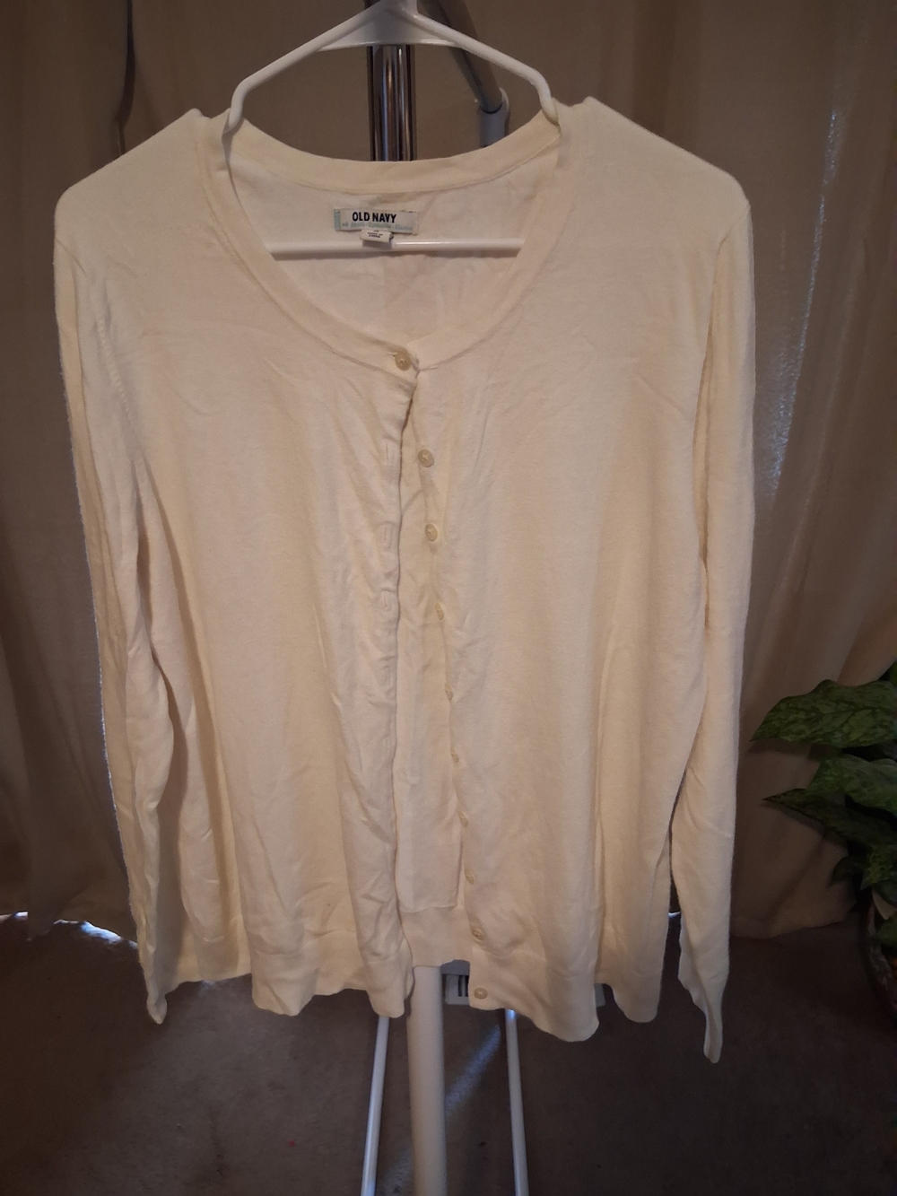 Old Navy Cream Lightweight Button-Up Women's Cardigan